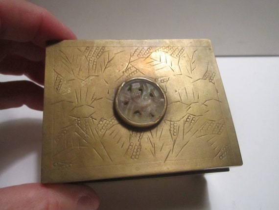 Vintage Chinese Export Brass Trinket Box with Car… - image 3