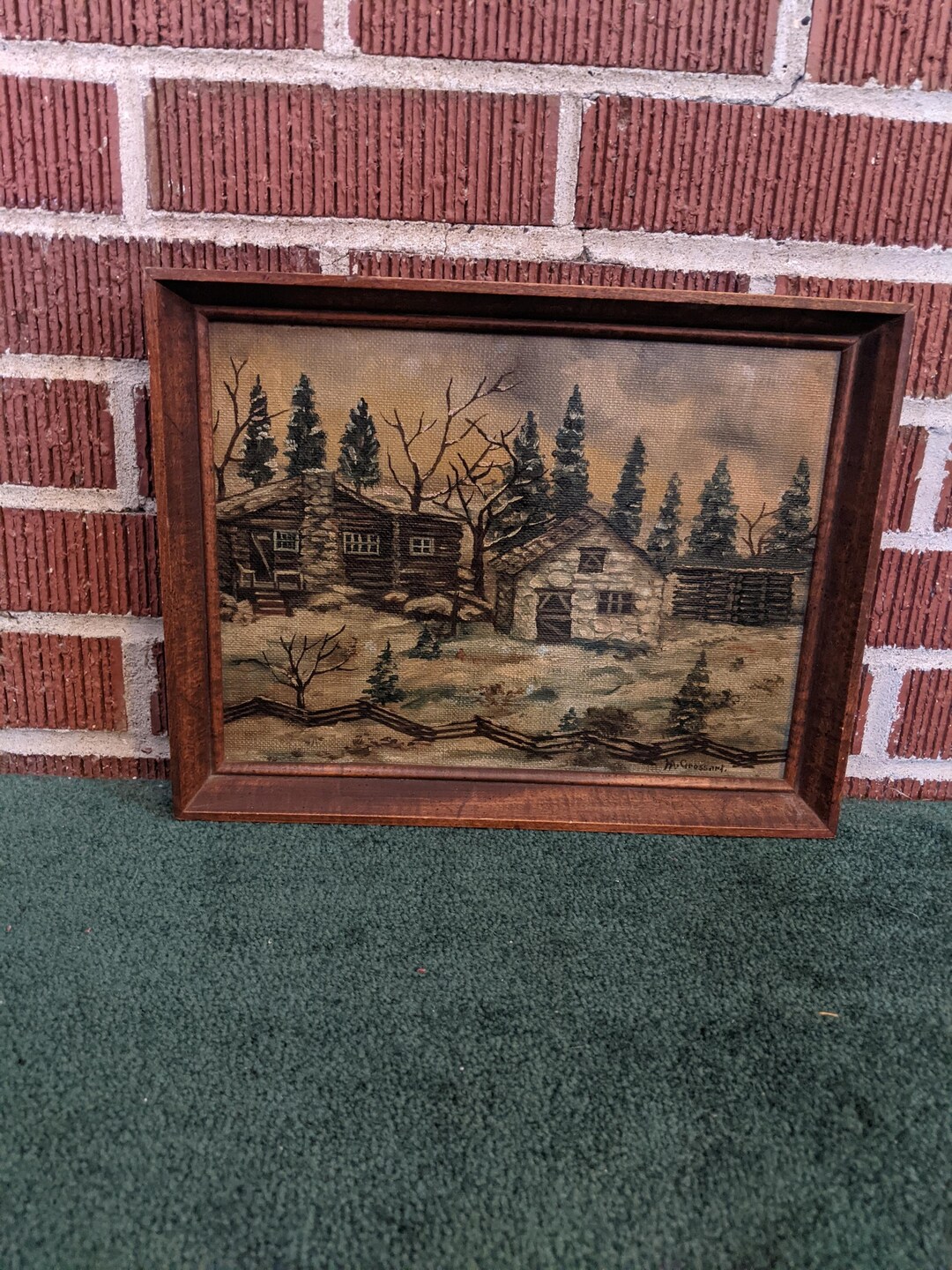 Antique Framed Dated 1903 Signed Oil Painting of Winter Cabin - Etsy