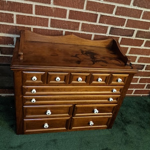 Antique Walnut 11 Drawer Sewing or Parts Cabinet