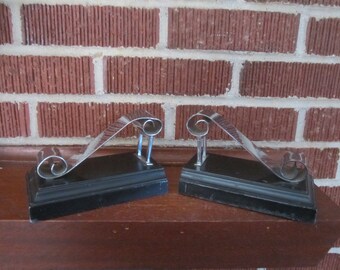 Vintage 1930s Ronson Modernist Chrome Cast Metal Pair of Bookends