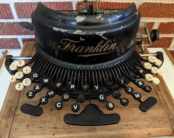 Antique Franklin No. 7 Typewriter Patented 1891 Complete with Case