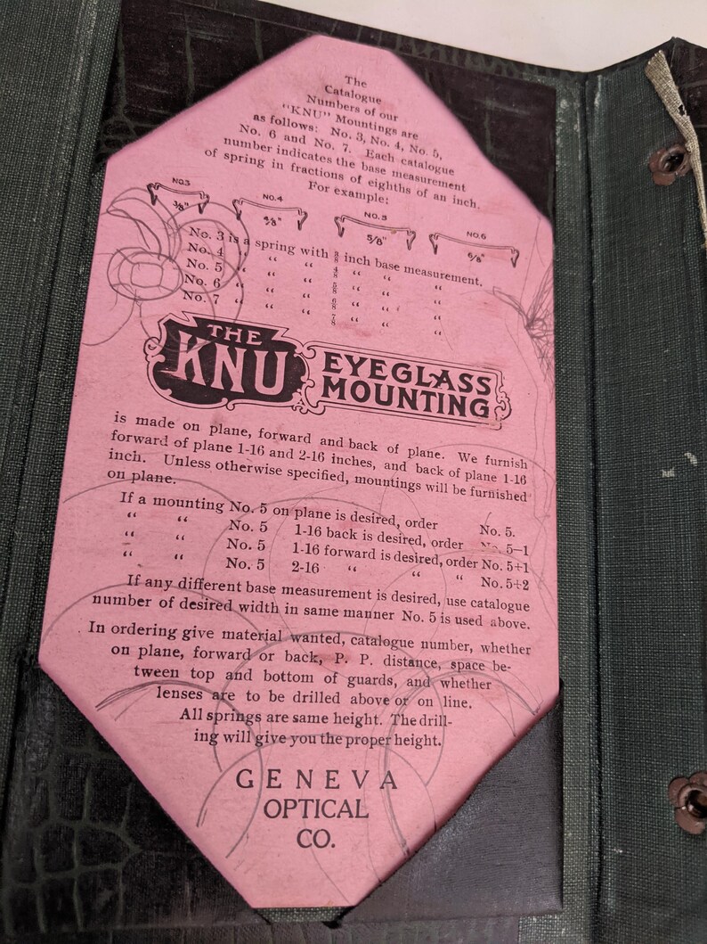 Vintage 1920s/30s "Knu Eyeglass Mounting" Kit with Case by Geneva Optical Co. immagine 6
