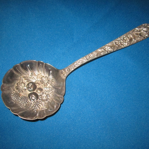 Vintage Sterling Silver S. Kirk & Son REPOUSSE Large Berry Casserole Serving Spoon