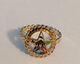 Vintage 18k Gold Electroplate Eastern Star Ring Size 8 3/4