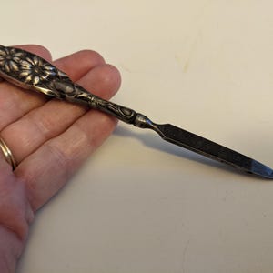 Antique Sterling Silver Art Nouveau Repousse Floral Daisy Nail File by Webster