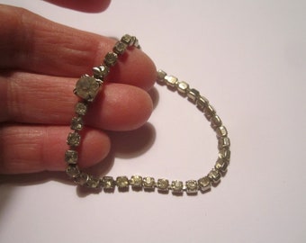 Vintage Czech Crystal Clear Silvertone Rhinestone Tennis Bracelet