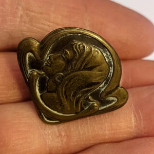 Antique Edwardian Art Nouveau Hat Pin with Beautiful Woman Head