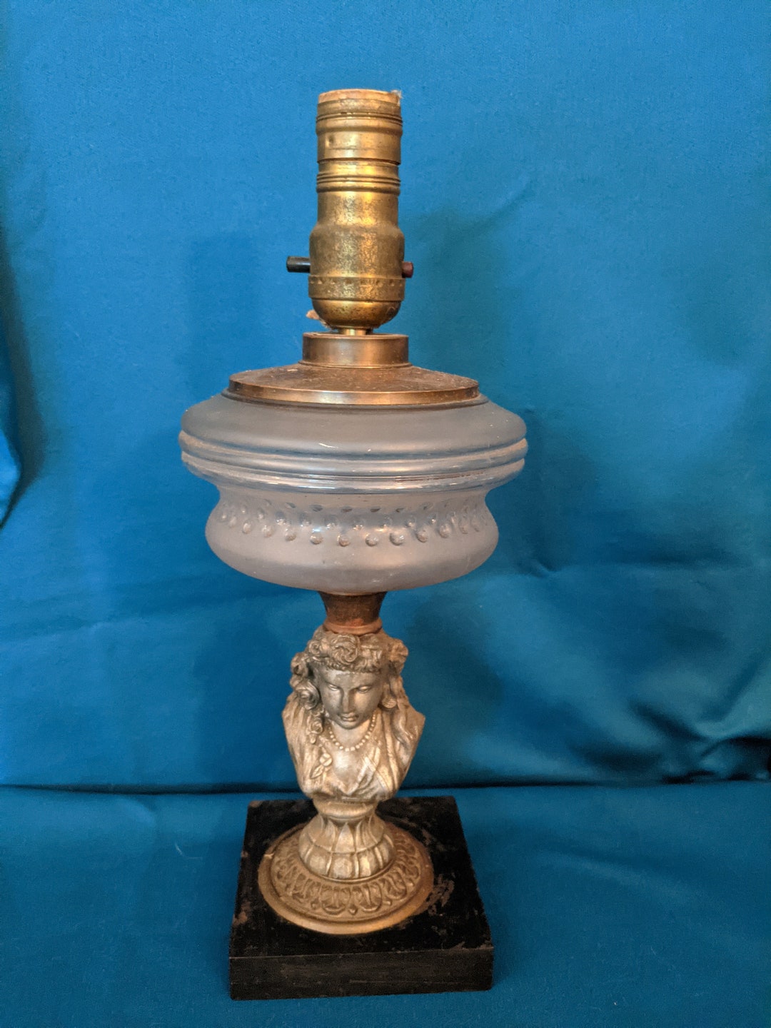 Antique Figural Metal Woman Oil Lamp With Glass Font as Found Etsy