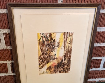 Framed Autumnal Landscape Signed Watercolor Painting