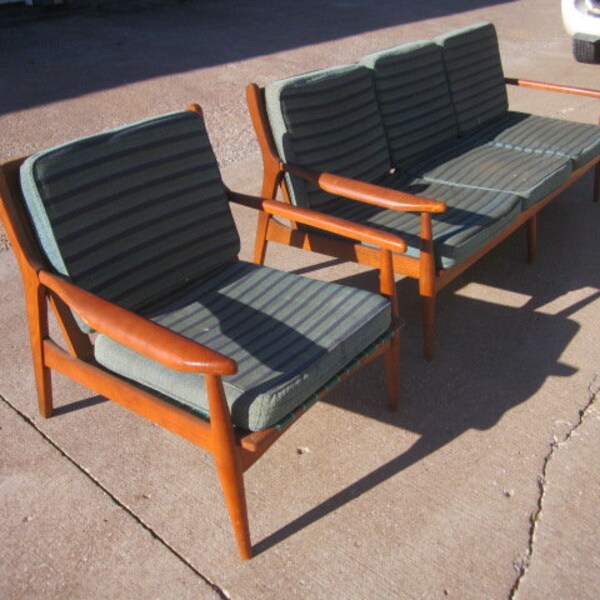 PICK UP ONLY Danish Modern Sofa and Matching Lounge Chair as found