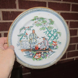 Antique Staffordshire Pottery Asian Scene Plate