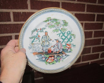 Antique Staffordshire Pottery Asian Scene Plate