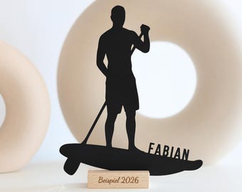 SUP Gifts for Men, Stand Up Paddling Decoration for Athletes, Personalized with Name, Board Display, Surfing, Birthday, Dad, Buddy, Lake, Creative