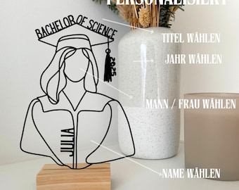 Personalisierter Absolventen-Aufsteller | Bachelor | Master | Geschenk zur Graduation | Abschlussgeschenk | Dekoration | Absolventen-Idee