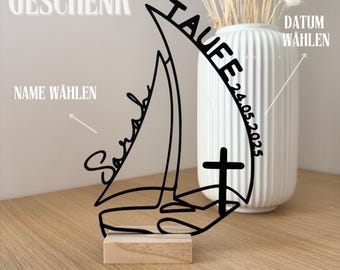 Personalized christening gift with name and date – christening present, table decoration, keepsake, christening decor, gift idea / cash gift for christening / christening cross