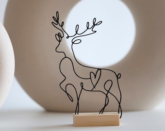 LineArt decoration | Deer / Roe Deer | Minimalist 3D art motif | Christmas decoration | Design | Gift idea | Living room decoration