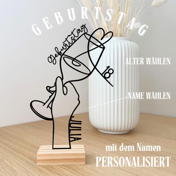 Geburtstags-Deko | Personalisierter Aufsteller Name | Tischdekoration zum Geburtstag | Geschenk zur Feier & Party Happy Birthday 18 Sweet 16