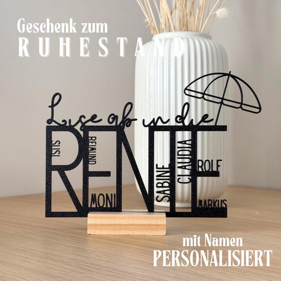 Personalisierter Ruhestand-Aufsteller | Geschenk zur Rente & Pensionierung | Dekoration Rentenfeier Abschiedsgeschenk Kollegin verabschieden
