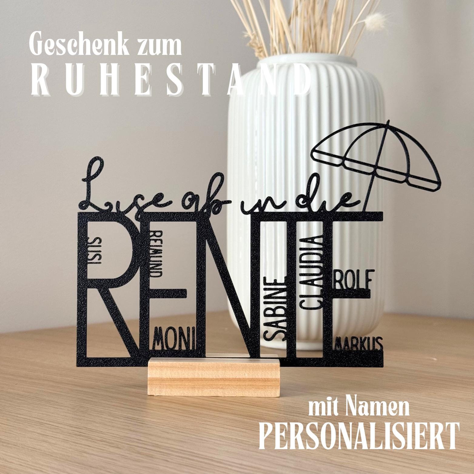 Personalisierter Ruhestand-Aufsteller | Geschenk zur Rente & Pensionierung | Dekoration Rentenfeier Abschiedsgeschenk Kollegin verabschieden