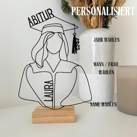 Personalisierter Absolventen-Aufsteller | Abitur | Matura | Geschenk zur Graduation | Abschlussgeschenk | ABI 2025 | Absolventen-Idee