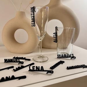 Namensschilder fürs Glas | Glasmarkierer personalisiert | Weinglas Tischkarte Hochzeit | Tischdeko Taufe | Party | Geburtstag | Feier