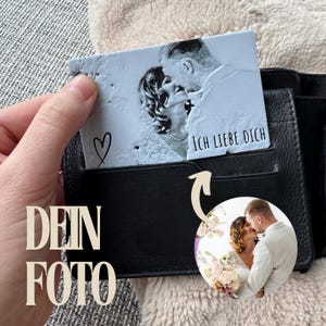 cadeau pour lui | Portefeuille de cartes de visite personnalisé | Cadeau Photo & Texte Individuel pour Lui/Elle Photo Souvenir Je t'aime