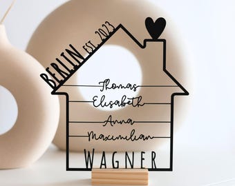 Personalized house with name and location - family gift for housewarming, Christmas or moving in - as a wedding gift, family gift