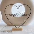 Personalized heart decoration with name – wedding gift & anniversary gift – table decoration with name in the heart – gift for engagement / love product logo