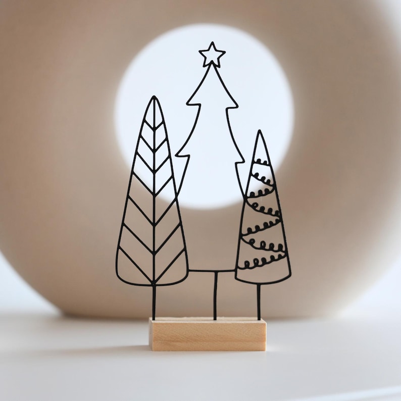 LineArt Dekoration | Weihnachtsbaum | Minimalistisches 3D-Kunstmotiv | Dekoration Baum| Modern Design | Geschenkidee | Wohnzimmerdekoration