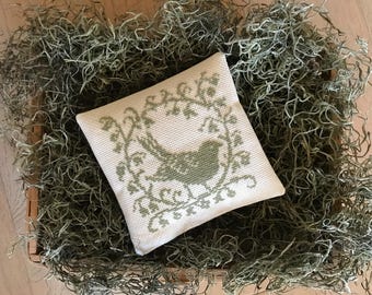 Lavender Sachet/Cross Stitch Bluebird Sachet/Cross Stich Pin Cushion