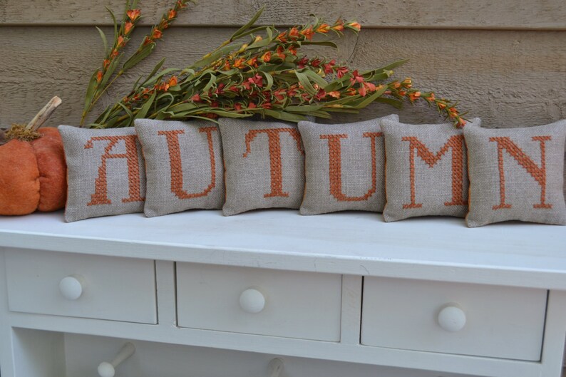 AUTUMN Shelf Sitters /Fall mantle Decor /Hand Stitched Mini Etsy