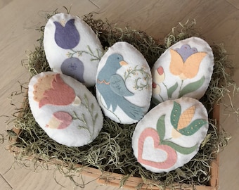 Folk Art Easter Eggs/ Hand Stitched Easter Egg Bowl Fillers