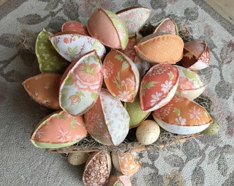 Fabric Easter Egg Bowl Fillers/ Easter Egg Decor /Cinnamon and Cream Fabric Easter Eggs