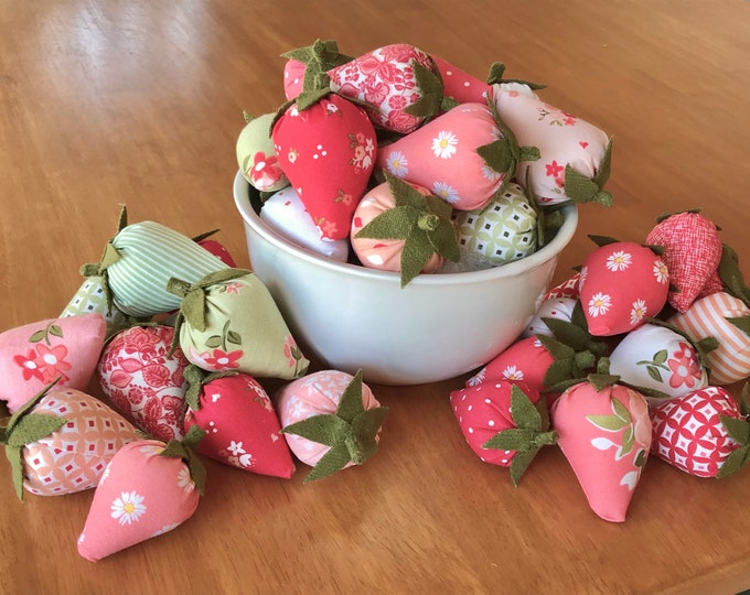 Hand Stitched Fabric Strawberries/strawberry Bowl Fillers Etsy