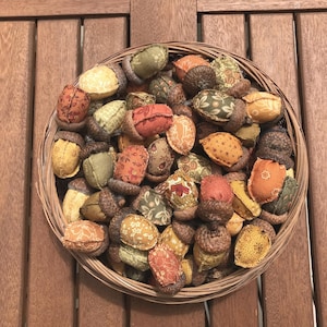 Glands en tissu cousus à la main : Cadeaux de Thanksgiving / Garnitures automnales pour bols de glands