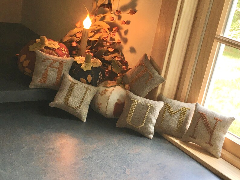 AUTUMN Shelf Sitters /Fall mantle Decor /Hand Stitched Mini Etsy