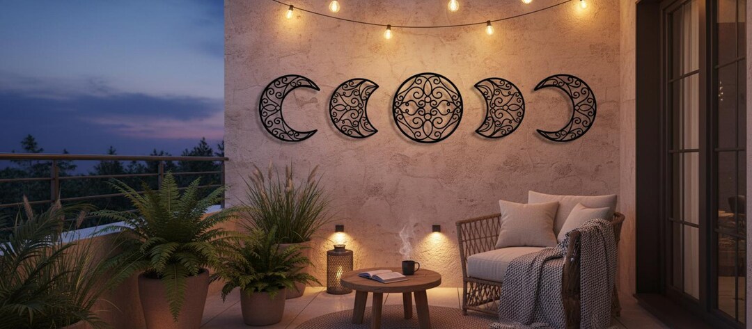 Moon Phase Wall Art - Minimalist Metal Celestial Decor for Modern Homes ...