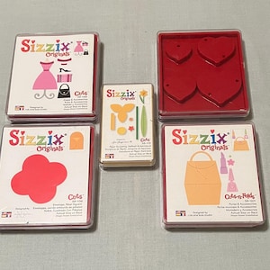 5 SIZZIX Originals CUTS Hearts, Purse Dress & Accessories, Envelope Petal Square, Flowers (E)
