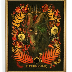 Black Phillip goat  wall art print gothic decor in vintage frame