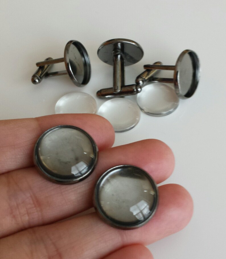 20 Pcs Combo 5 Pairs Metal Black Brass Round Bezel Image 0