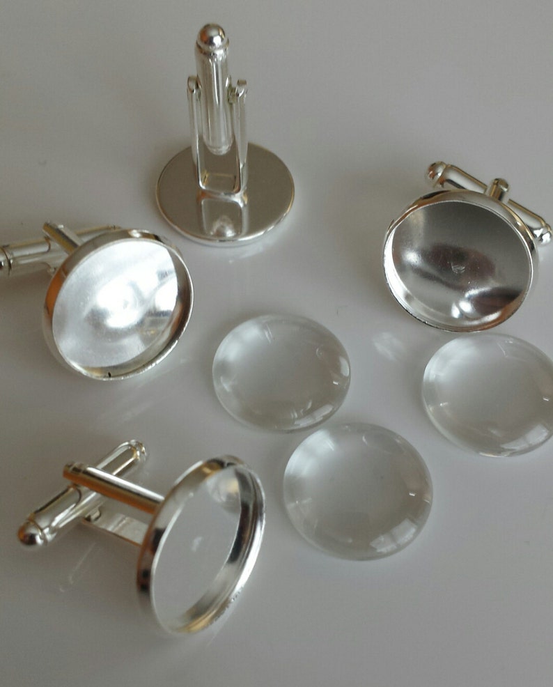 20 Pcs Combo 5 Pairs Silver Plated Brass Round Bezel Image 0