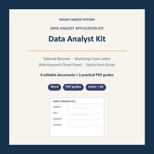 Data Analyst Resume and Cover Letter | SQL, Python and Projects Word Kit
