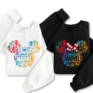 Avengers Marvel Disney Sweatshirt, Mickey Minnie Mouse Head Disneyland Vacation Sweater, Marvel Character Disney Family Trip