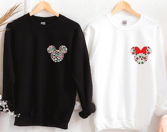 Minnie Mickey Head Disney Christmas Sweatshirt, Disney Pocket Family Matching Sweatshirt, Disneyland Christmas Vacation Sweatshirt