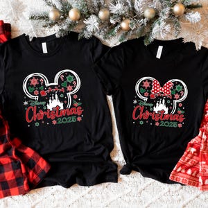 Disney Christmas Crew 2025 Group Shirt, Matching Christmas Disneyland Family Trip Shirt, Custom Family Disney Minnie Mickey Christmas Shirt