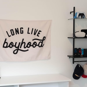 Fabric Tapestry Banner, Long Live Boyhood Original, Kids Wall Art Decor, Childrens Wall Art, Wall Hanging, Wall Tapestry, Boy Wall Art
