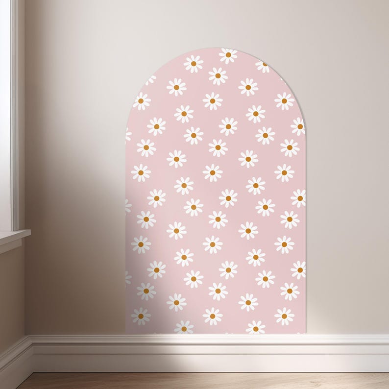 Magnet Magic Arch - Pink Daisy Floral Magnetic Wall Decal for Kids, Wall Decal, Chalkboard, Wall Decor, Kids Room Wall Decals, Whiteboard image 2
