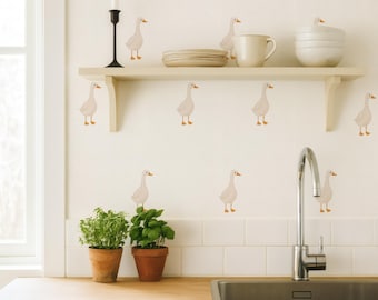 Watercolor Geese Wall Decals, Wall Decor, Kids Room Wall Decals, Reusable & Removable Fabric Wall Sticker