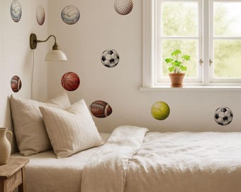 Sports Wall Decals, Wall Decor, Kids Room Wall Decals, Boys Reusable & Removable Fabric Wall Sticker