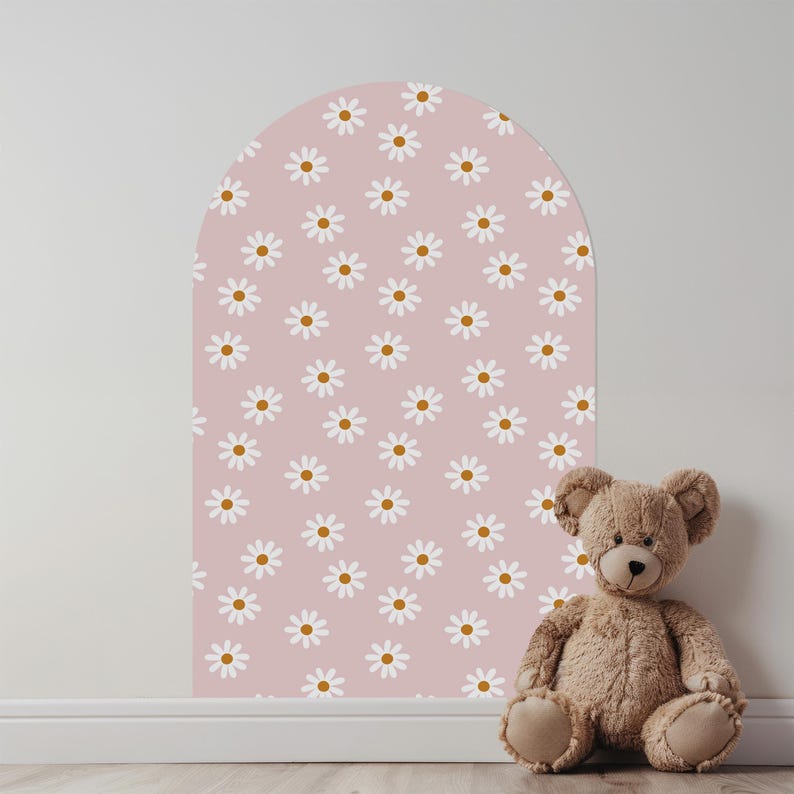 Magnet Magic Arch - Pink Daisy Floral Magnetic Wall Decal for Kids, Wall Decal, Chalkboard, Wall Decor, Kids Room Wall Decals, Whiteboard image 1